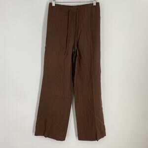 Coldwater Creek Wide Leg Pants Women’s XsP Brown Linen Blend Boho Beach NWT 745